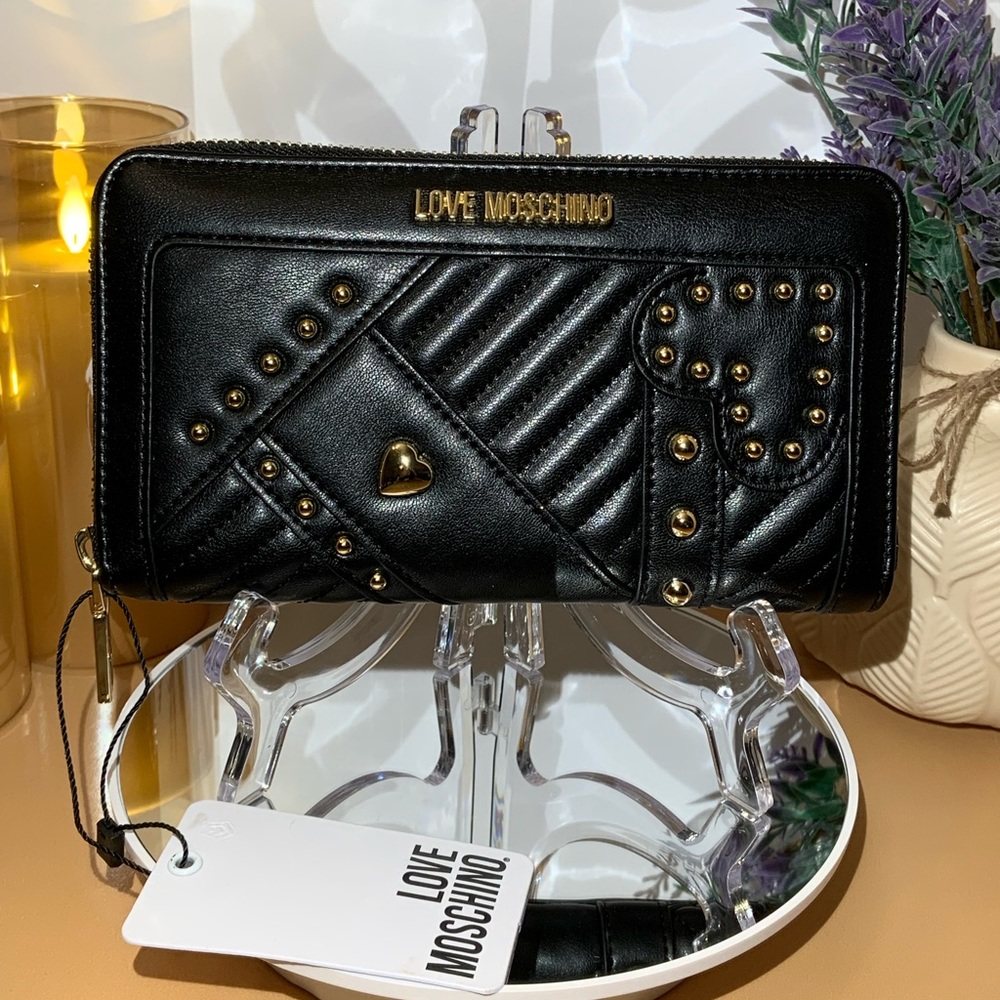 Love Moschino Logo Heart Zip Around Wallet NWT